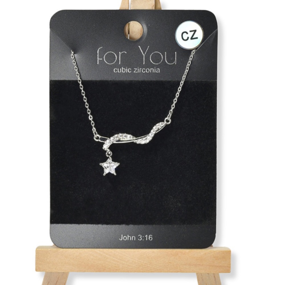 Silver snake/ star necklace